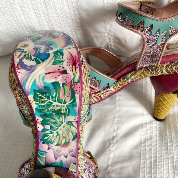 IRREGULAR CHOICE LIMITED EDITION ICECREAM GLITTER STRAPPY HIGH HEEL SANDALS 5.5 - Picture 9 of 9